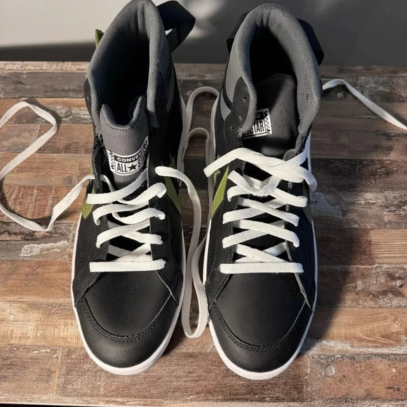 NWOT Black and Green Converse All Stars Men Size 12 - Picture 1 of 8